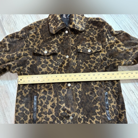 Free People Oversized Leopard Faux Fur/Leather Trucker Jacket Size S - Picture 2 of 8